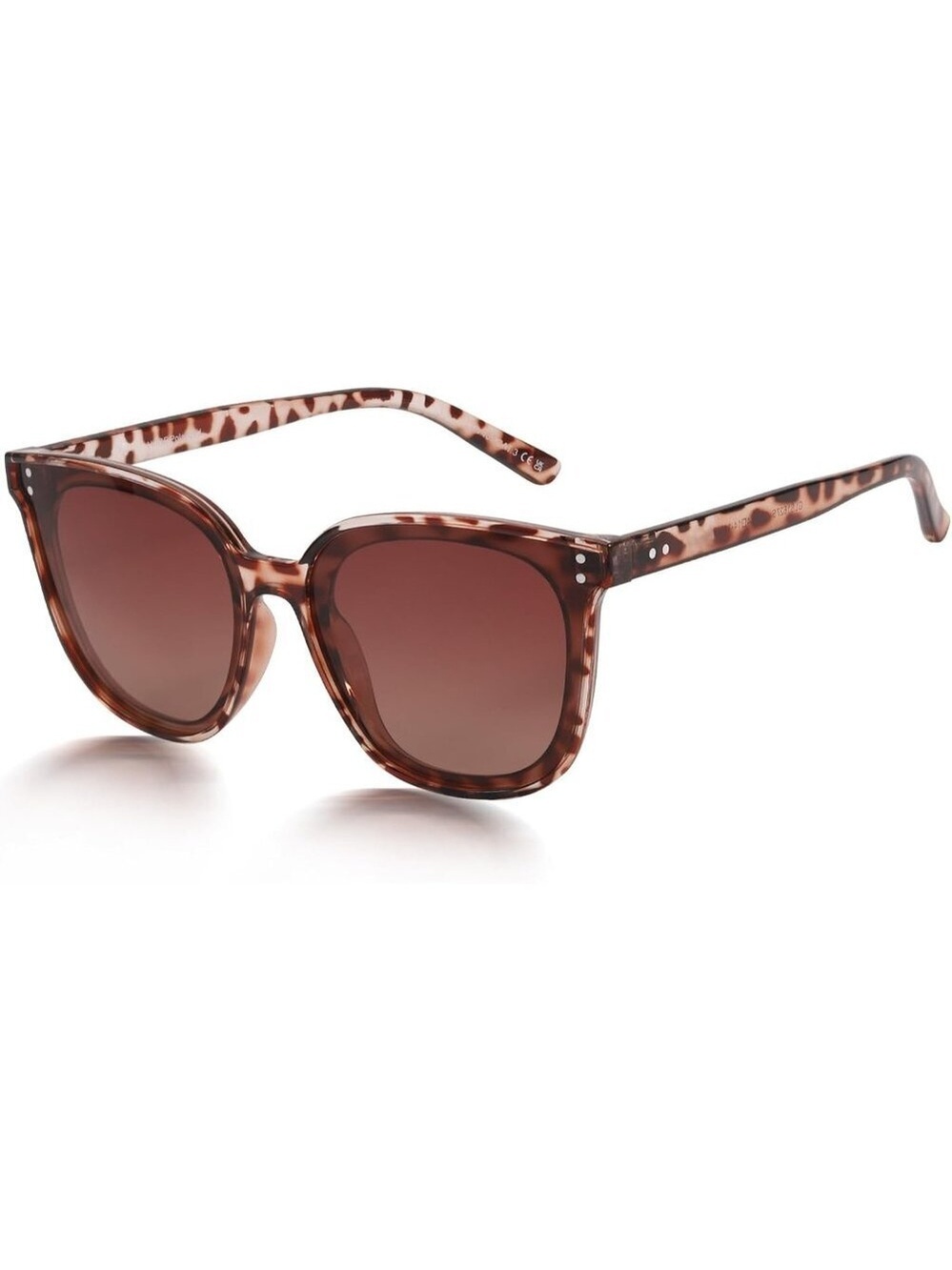 Women's C07 White Tortoise Frame/Brown Polarized Stylish Cat Eyes Sunglasses